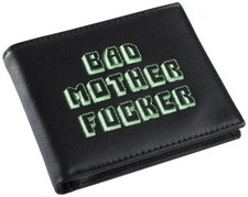 Black Green Embroidered Bad Mother Fu er Leather Wallet As Seen in Pulp Fiction