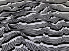 Lady McElroy Viscose Rib Stretch Knit Fabric Black & White - per metre