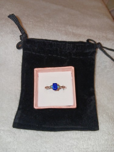 Size 6 Small Sterling Ring Octagon Tanzanian Blue Spinel Neon Apatite (DF) (677) - Picture 10 of 13