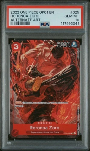Roronoa Zoro PSA 10 - OP01-025 - SR Alternate Art - Romance Dawn - One Piece TCG