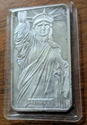 RARE STATUE LADY LIBERTY MTB MA, 1oz .999 VINTAGE SILVER ART BAR