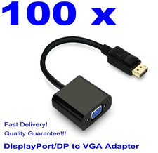 Lot 100 x 25cm DisplayPort DP Male To VGA Female Adapters Converters Cables