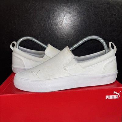 PUMA Junior s Bari Slip On Comfort Sneaker; US 6, Wmns 6, All White No Insoles