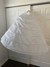 Full 6 Hoop Skirt Floor Length Skirt Wedding White Crinoline