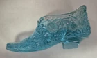 Vintage Aqua Blue Mini Glass Daisy Button Princess Shoe Slipper #114