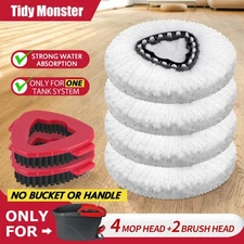 Mop Replacement Heads for O-Cedar EasyWrin Spin Mop with Brush Microfiber Refill