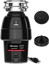 NEW! TECASA Power Corded 3/4-HP Continuous Feed Garbage Disposal 3-Bolt Mounting