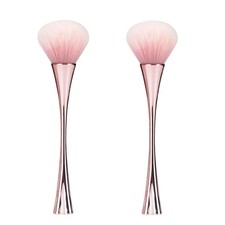 2Pcs Rose Gold Nail Art Dust Powder Remover Brush,