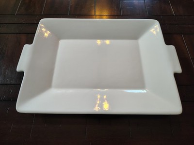 Crate & Barrel Large White Porcelain Serving Platter Rectangle 17'' x 13''