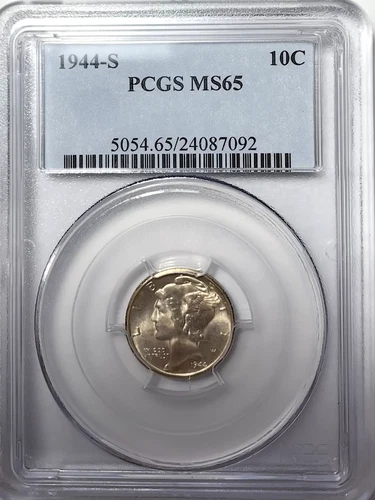 1944-S 10C Mercury Dime PCGS MS65 90% Silver (See Description)