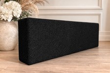 Black Boucle Boxed Window Pelmet Valance Cornice