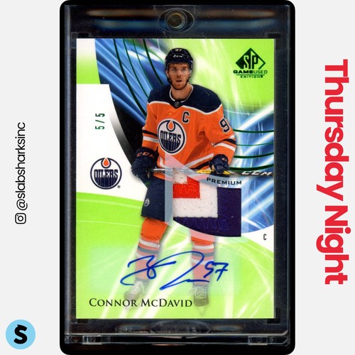 2020 UPPER DECK SP GAME USED #1 CONNOR MCDAVID GREEN AUTO PATCH 5/5