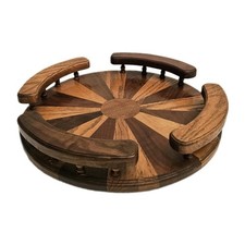 VTG Wooden Lazy Susan Turntable Spindle Rail ...