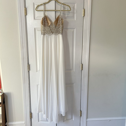 Maxi Vestido Lulus True Love Blanco Con Cuentas Estrás Talla 2 Hada Boda Baile de graduación - Imagen 6 de 13