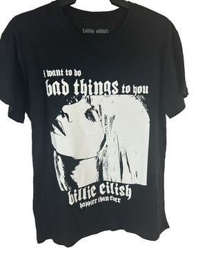 Billie Eilish Womens T-Shirt Size L I Want To Do Bad Things To you  Black