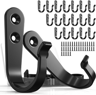 20PCS Heavy Duty Metal Coat Hooks for Wall, Single Prong Hanging Hooks with 40 S