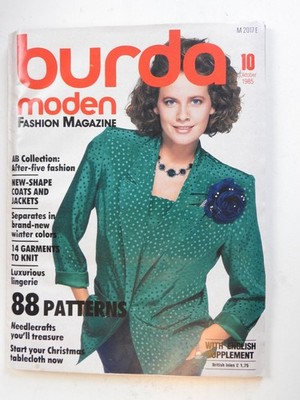 Burda Moden magazine Oct 1985 sewing patterns with English supplement all patts