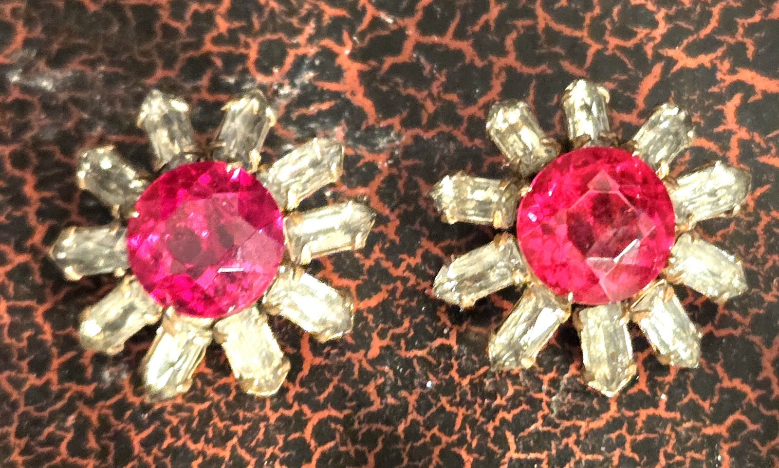 Vintage Signed Sterling Silver Ruby Red Rhineston… - image 1
