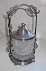 ANTIQUE VICTORIAN PRESSED GLASS PICKLE CASTOR JAR BY REED & BARTON