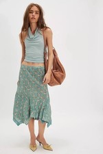 Free People Bali Sweet Escape Mini Skirt Mermaid Floral Printed Crochet S 281910