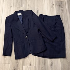 Kasper A.S.L Women's 2-Piece Skirt 8 Suit Blazer Jacket 6 Navy Blue READ DESCRIP