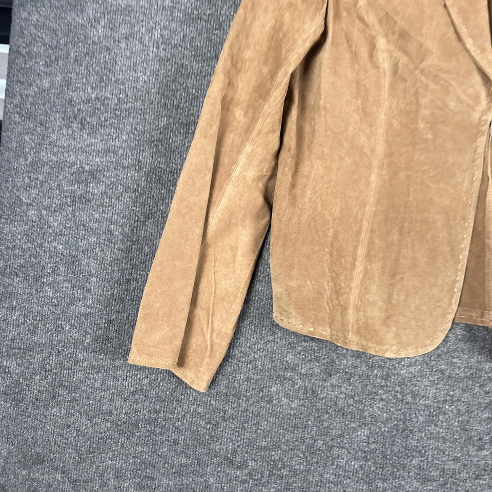 Chaqueta Kim Rogers Mujer Grande Tostado Gamuza Camel Cuero Un Botón Blazer Foto 2 de 4