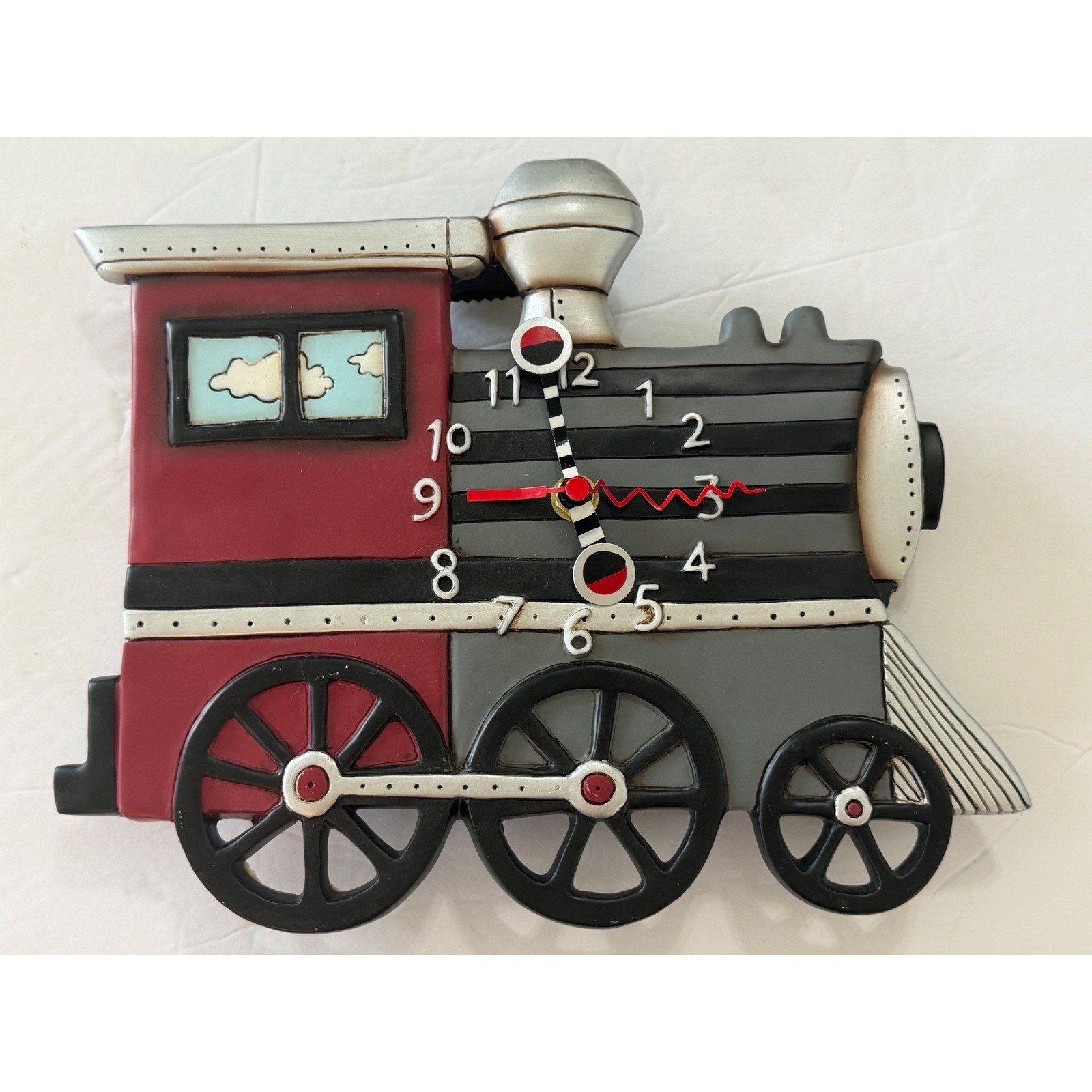 Allen Designs Studio Steam Engine Train Locomotive Wall Clock No Pendulum