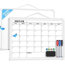 Monthly Dry Erase Calendar Whiteboard 16x12 Double-Sided Hanging Wall Board for