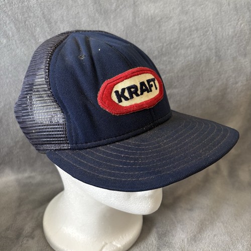 Vintage 80er Kraft Käse Makkaroni Druckknopflasche Mütze Kappe Werbung Promo Essen USA