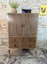 Vintage Walnut Linen Cabinet Storage Cupboard