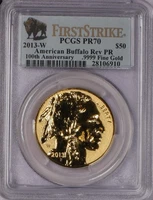 2013-W Gold Buffalo First Strike 1 oz. $50 PCGS Reverse PR70