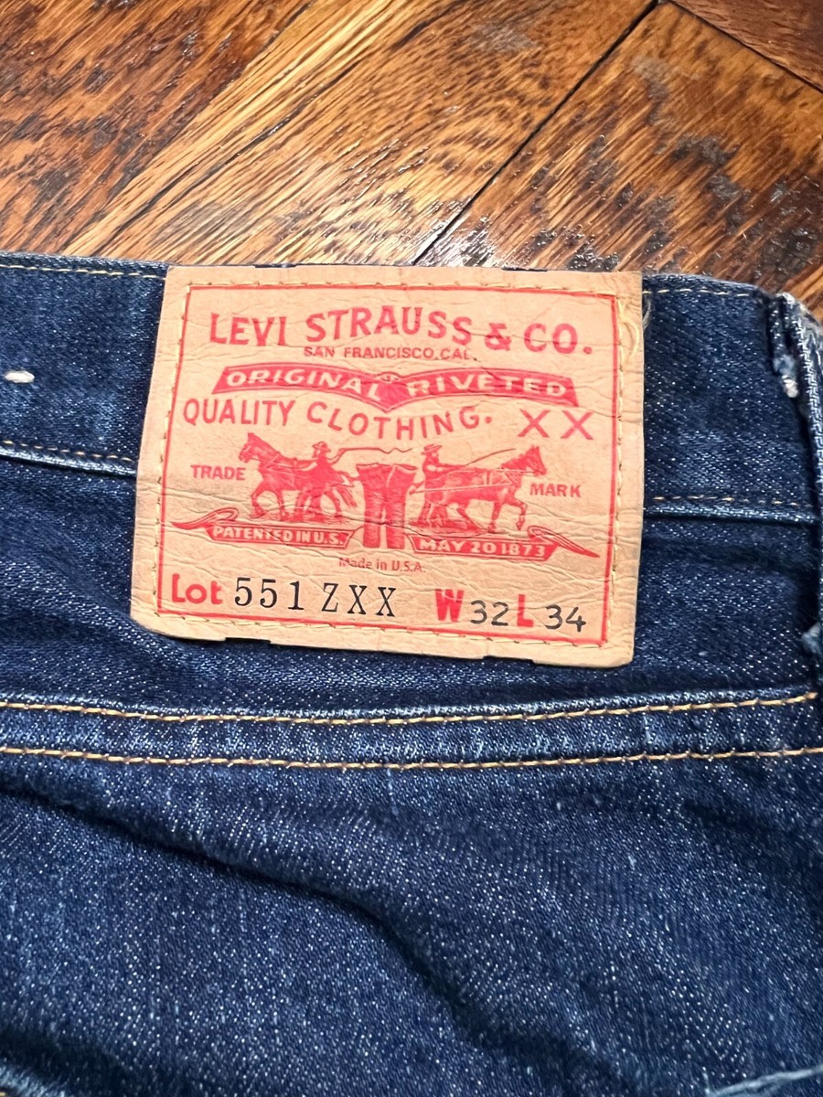 Levis LVC Big E 551 ZXX Denim Jeans 32x34 WPL 423 Made in Levis LVC Big E 551 ZXX Denim Jeans 32x34 WPL 423 Made in