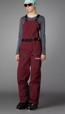 Adidas Terrex Techrock 3Layer GORE TEX Snow Bib Women's Sz M Maroon $550 IB1207