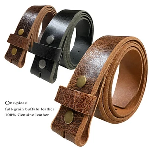 Bracelet de ceinture Snap sur plein grain une pièce en cuir unisexe Ceinture-noir, brun, ou Tan