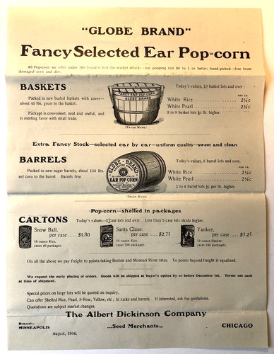 SANTA CLAUS Shelled POPCORN 1904 Advertising Broadside Carton Barrel or Basket