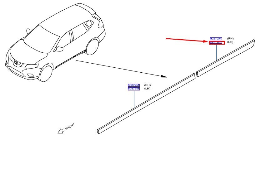 Nissan X-trail T32 Rear Left Door Molding 82877 4ce0a for sale