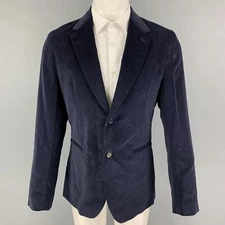 PAUL SMITH Size 38 Navy Corduroy Cotton Notch Lapel Sport Coat