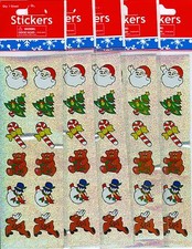Christmas Santa, tree, candy, bear, snowman, reindeer stickers. 60 stickers.