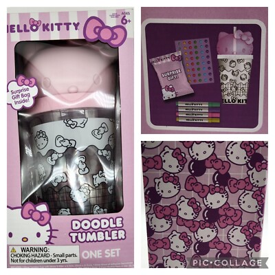 Hello Kitty Doodle Tumbler With Straw And Surprise Gift Bag Inside Sanrio