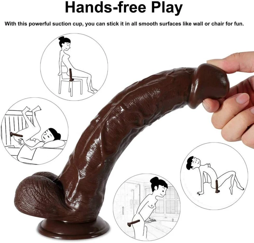 Dildo For Men Gay Anal Realistic 9" Silicone Penis Suction Cup Women Sex Toy - Image 4 of 4
