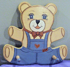 Wooden Teddy Bear Wall Hanging 2 Hooks Peg Cloth Coat Towel Hanger Nursery D cor