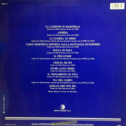 12" Vinyl - FABRIZIO DE ANDRÉ - Same - Imagen 2 de 4