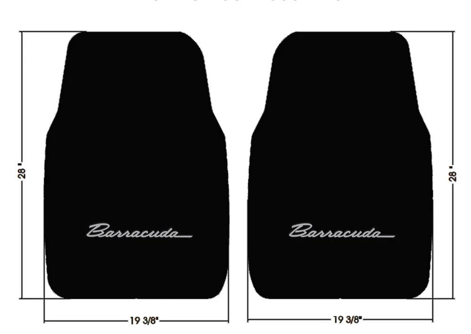 ¡Nuevo! Alfombrillas negras Plymouth Barracuda Cuda 1967-69 con logotipo bordado plateado Foto 4 de 4