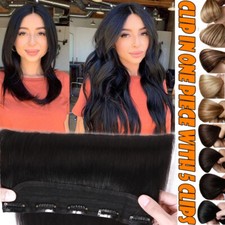 One Piece Clip In Russian 100 Remy Human Hair Extensions THICK 3/4 Full Head/US