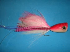 BLUEWATER / BIG GAME FLIES - Pink/White OFF-SHORE TANDEM Popper Size 4/0 (2 pc.)