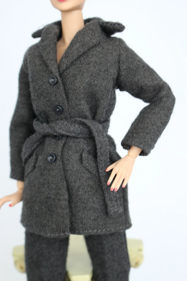 CEO Power Business Suit Barbie Outfit Jacket Coat Pants Grey Wool fit FR MTM TNT - Image 3 of 4