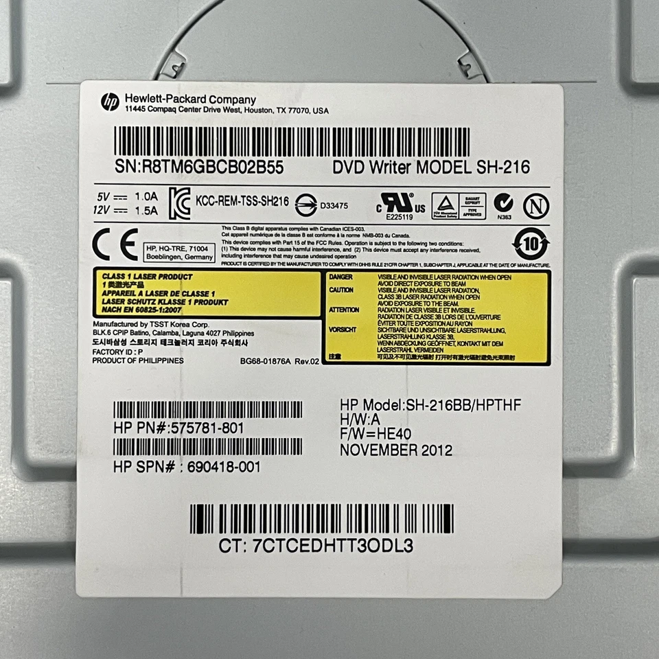 Genuine HP SH-216 CD DVD±RW SATA DL Optical Drive 575781-801 690418-001 FW HE40 - Image 2 of 4
