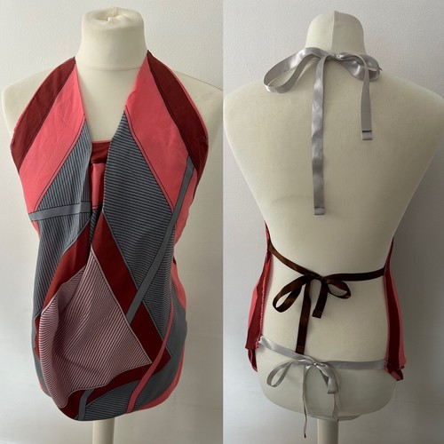 Silk Scarf Halterneck Ribbon Open Back Strappy Top Y2K Best Fit a UK 10 Festival