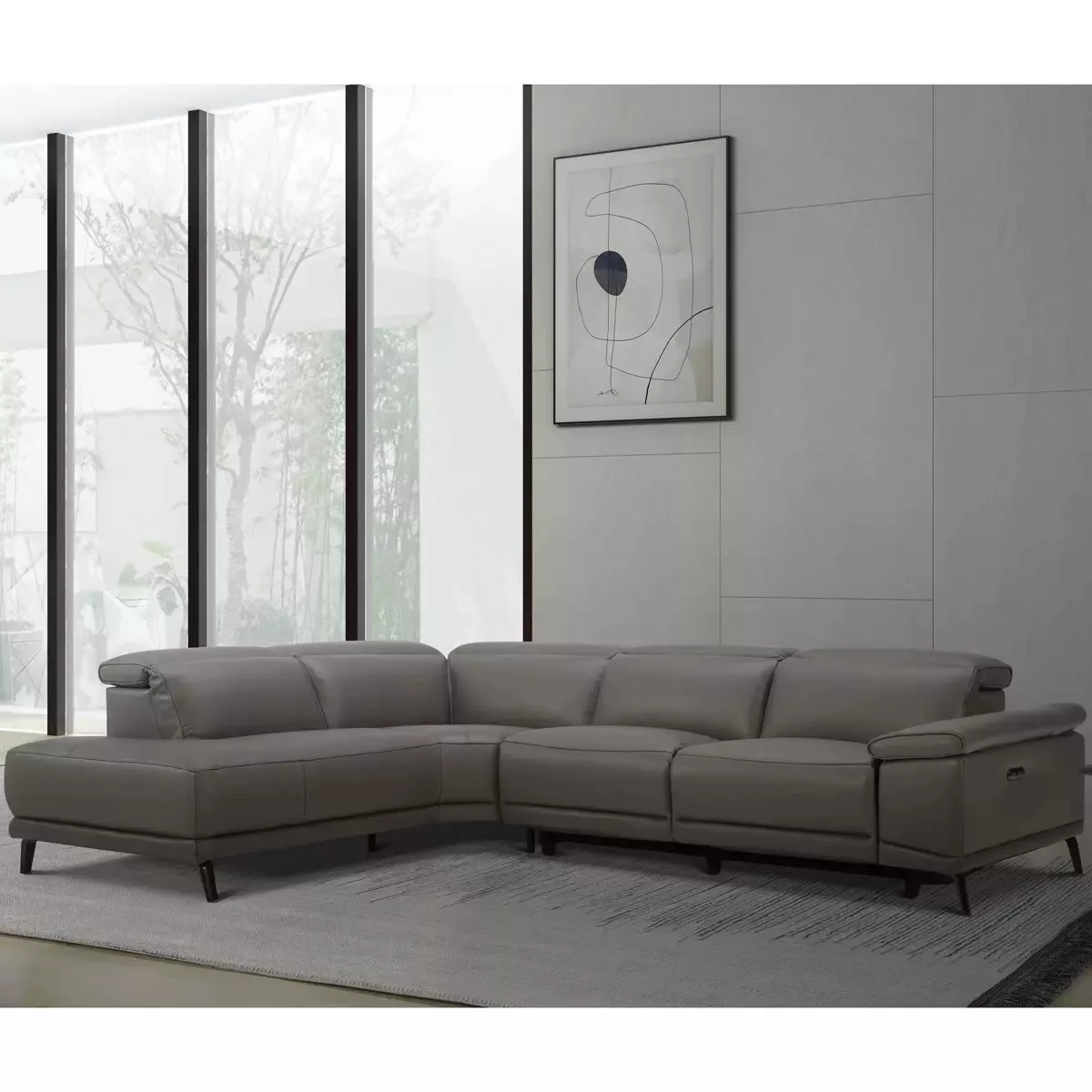 Gilman Creek Rachel Mid Grey Leather Power Reclining Sectional