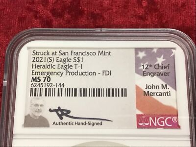2021(S) SILVER EAGLE NGC MS70 MERCANTI SAN FRANCISCO MINT T-1